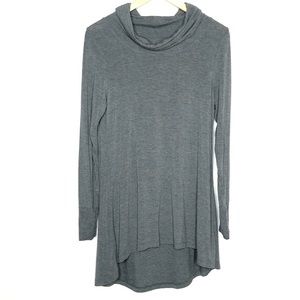 Cuddl Duds Gray Long Sleeve Cowl Neck Tunic Top Size Medium Thumb Holes